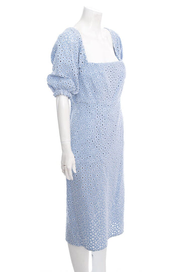 Prose & Poetry Blue Circle Embroidered Midi Dress SZ L