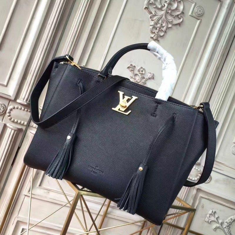 Louis Vuitton Lockmeto Handbag Luxury Leather Noir