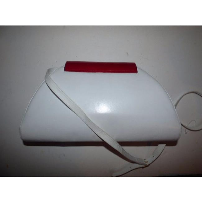 Bally Vintage Pursesdesigner Purses White Leather With Brick Red Accents Shoulder Bag