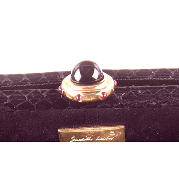 Judith Leiber, snakeskin & suede 2way evening bag w amethyst