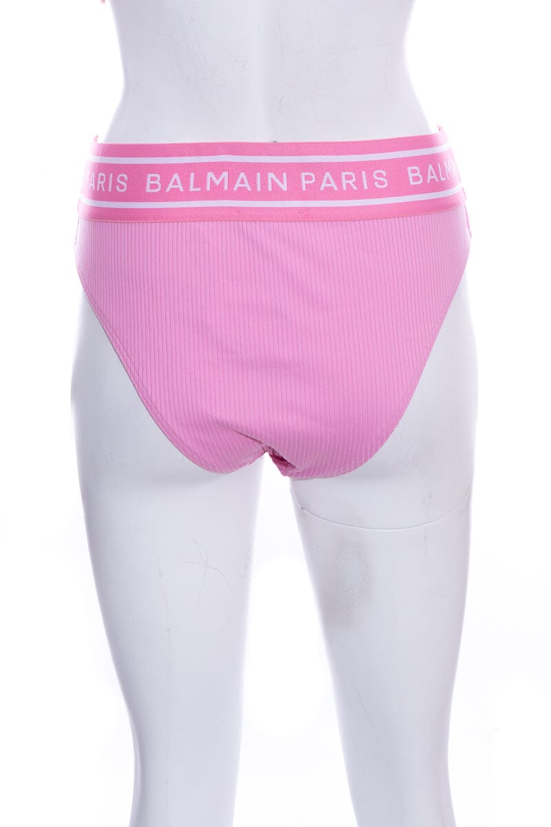 Balmain Pink Ribbed Logo Band Swimsuit Bottom SZ 44