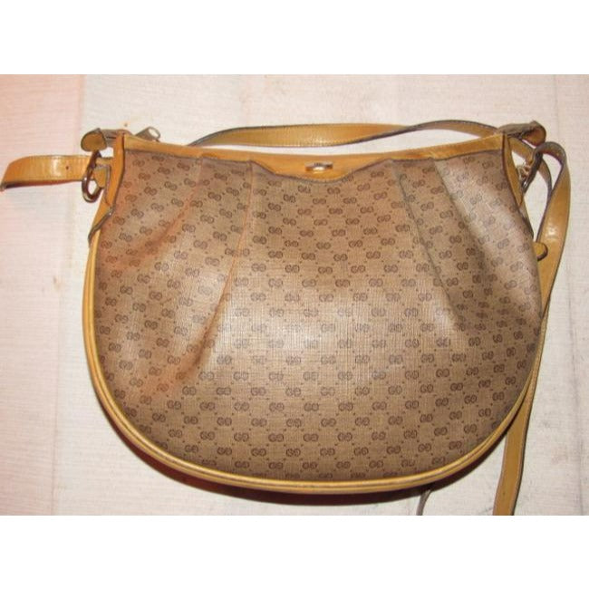 Gucci Sukey Vintage Brown Small G Logo Print Coated Canvas And Camel Leather