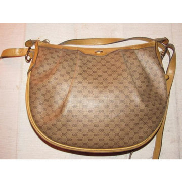 Gucci Sukey Vintage Brown Small G Logo Print Coated Canvas And Camel Leather