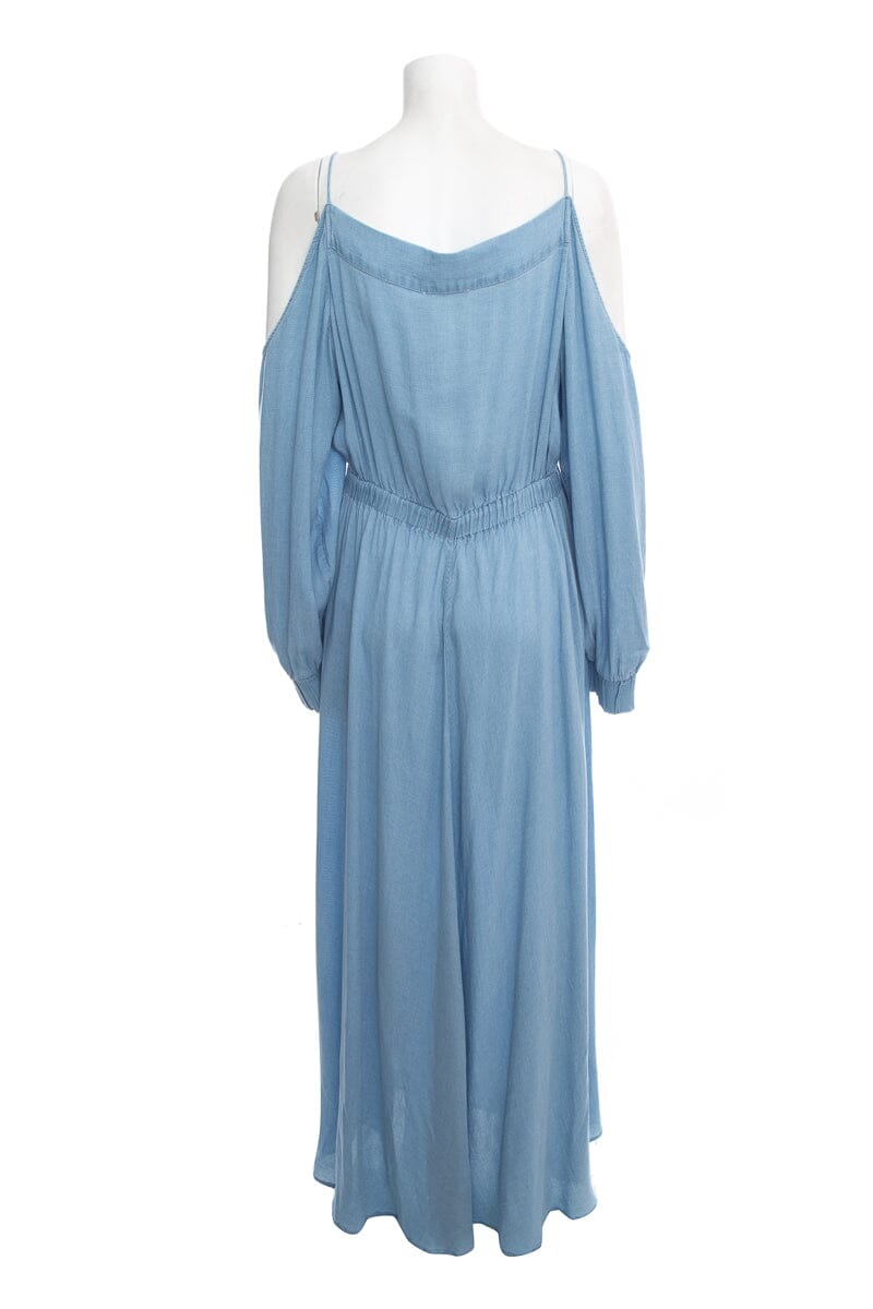 Balmain Denim Cold Shoulder Maxi Dress SZ 44