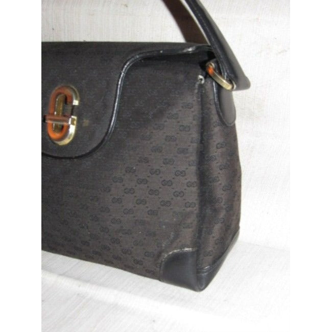 Gucci Black Micro Guccissima Print Jackie Satchel w G Twist Clasp