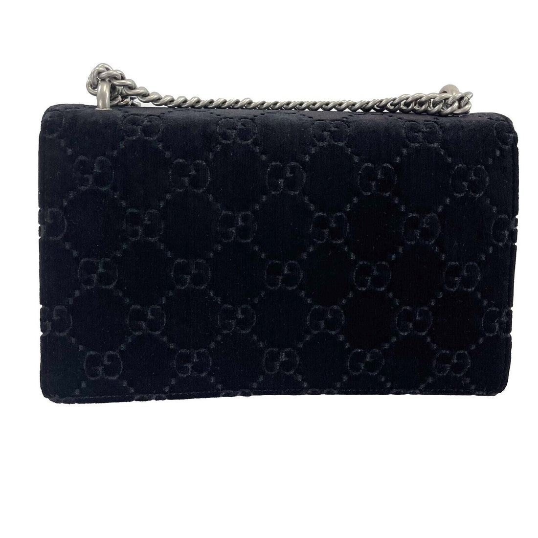 GUCCI - NEW Black / Silver Velvet Embossed GG Dionysus Small Shoulder Bag