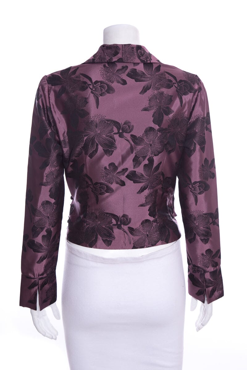 Carmen Marc Valvo Purple & Black Floral Blouse SZ 6