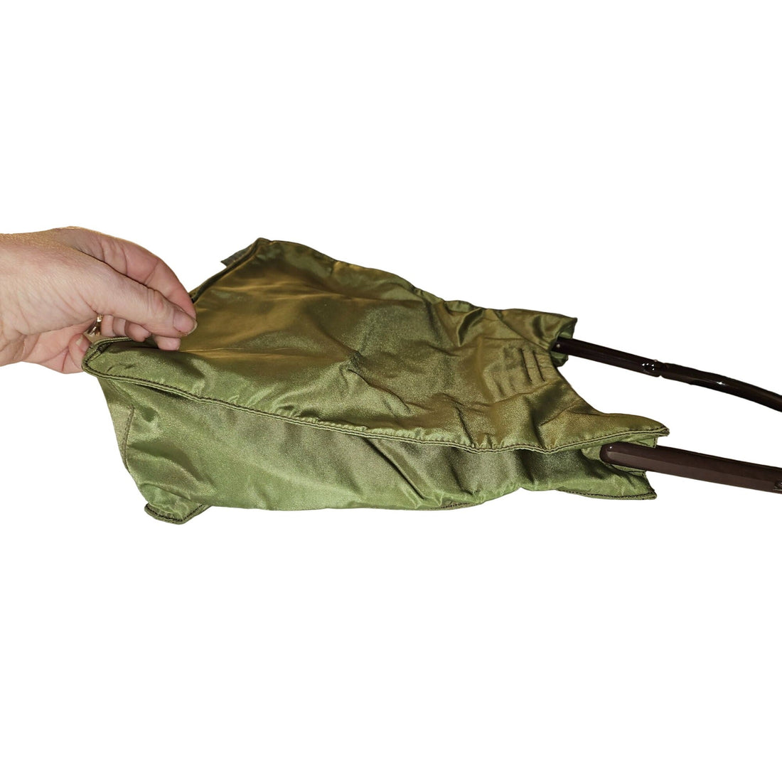 Prada olive nylon 1990's re-edition hobo with a Lucite strap