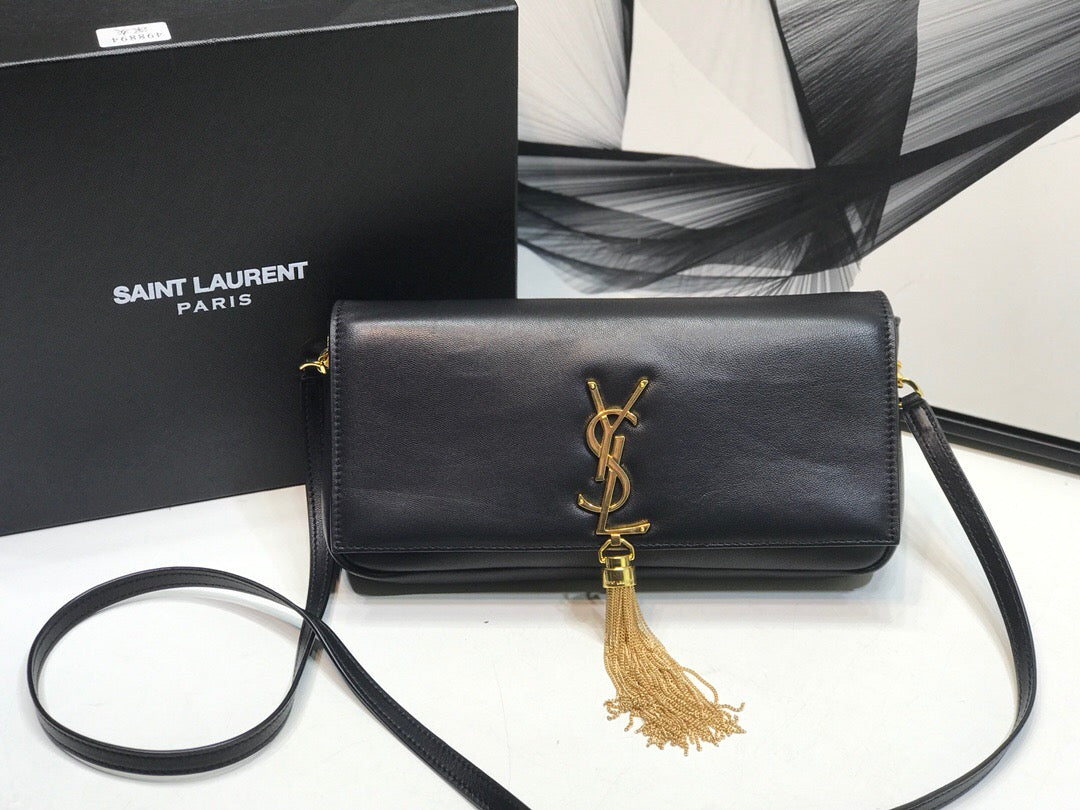 YSSL Kate Tassel Small Shoulder Bag Black For Womtlm 10.2in/26cm YSL P00483545