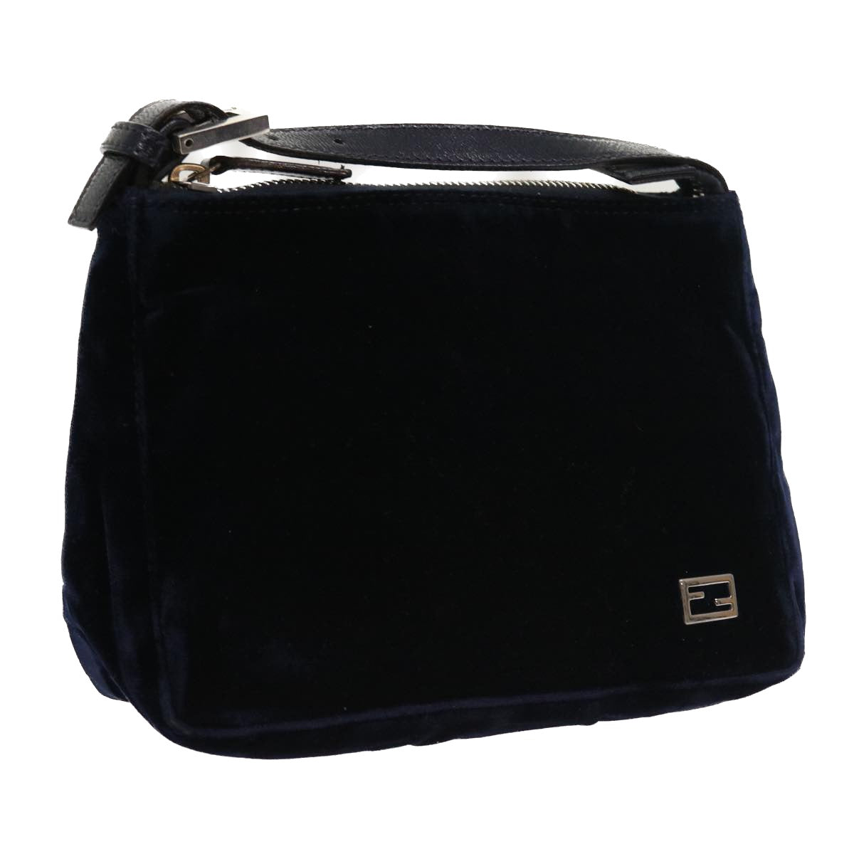 FENDI Hand Bag Velor Navy 2308 26580 089 Auth ep1889