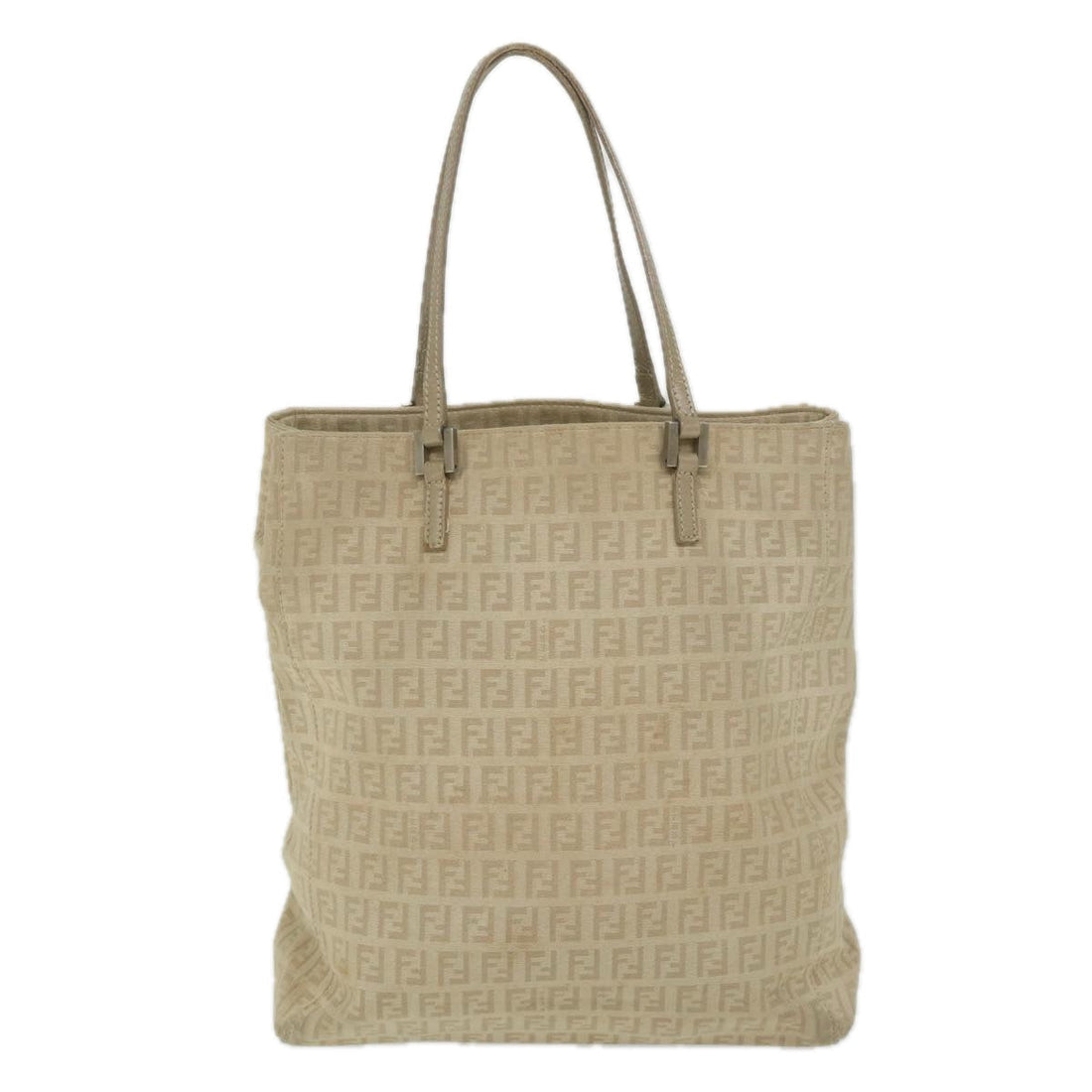 FENDI Zucchino Canvas Tote Bag Beige Auth ep2434