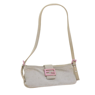 FENDI Mamma Baguette Shoulder Bag Cotton White 2354 26685 008 Auth ep2844