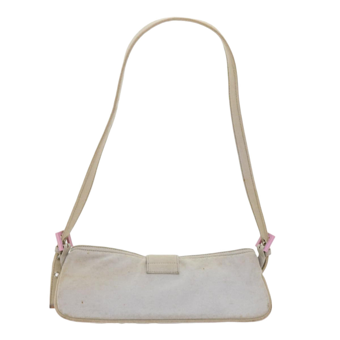 FENDI Mamma Baguette Shoulder Bag Cotton White 2354 26685 008 Auth ep2844