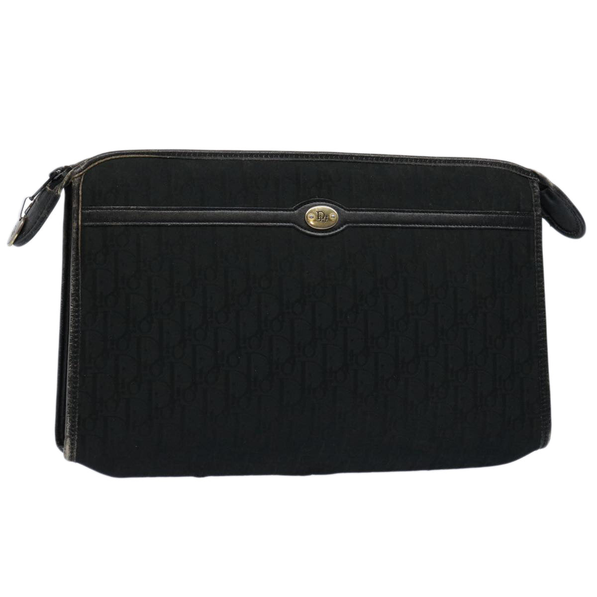 CHRISTIAN DIOR Trotter Canvas Clutch Bag Black Auth ep2846