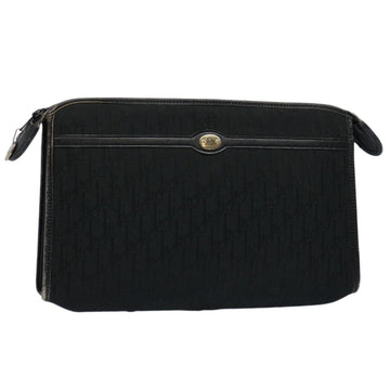 CHRISTIAN DIOR Trotter Canvas Clutch Bag Black Auth ep2846