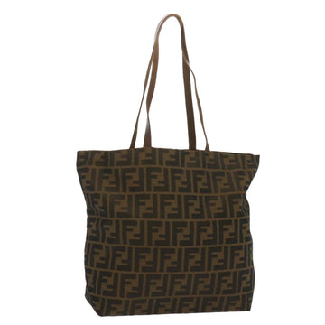 FENDI Zucca Canvas Tote Bag Black Brown Auth ep3655