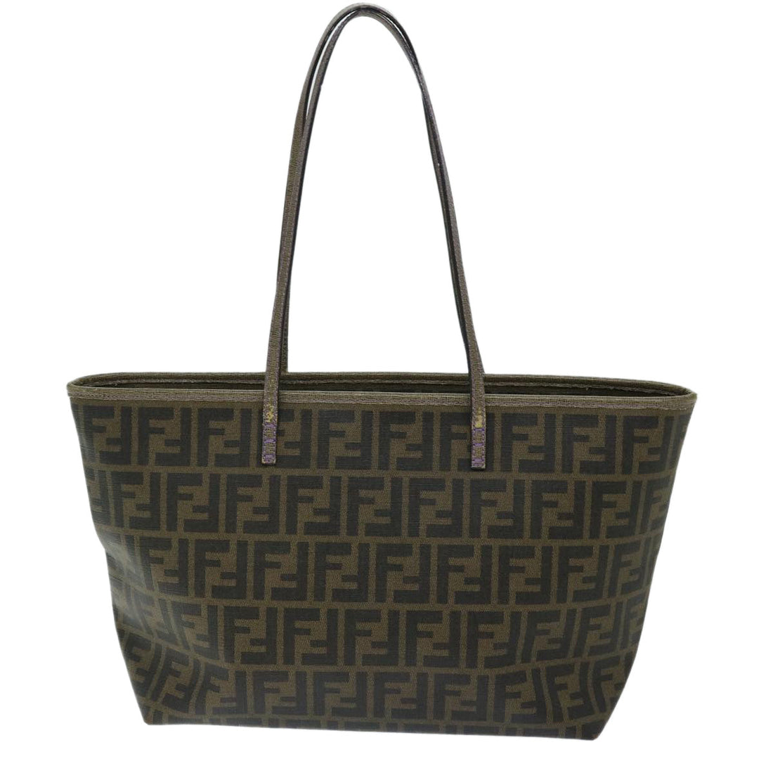 FENDI Zucca Canvas Tote Bag Black Brown Auth ep3830
