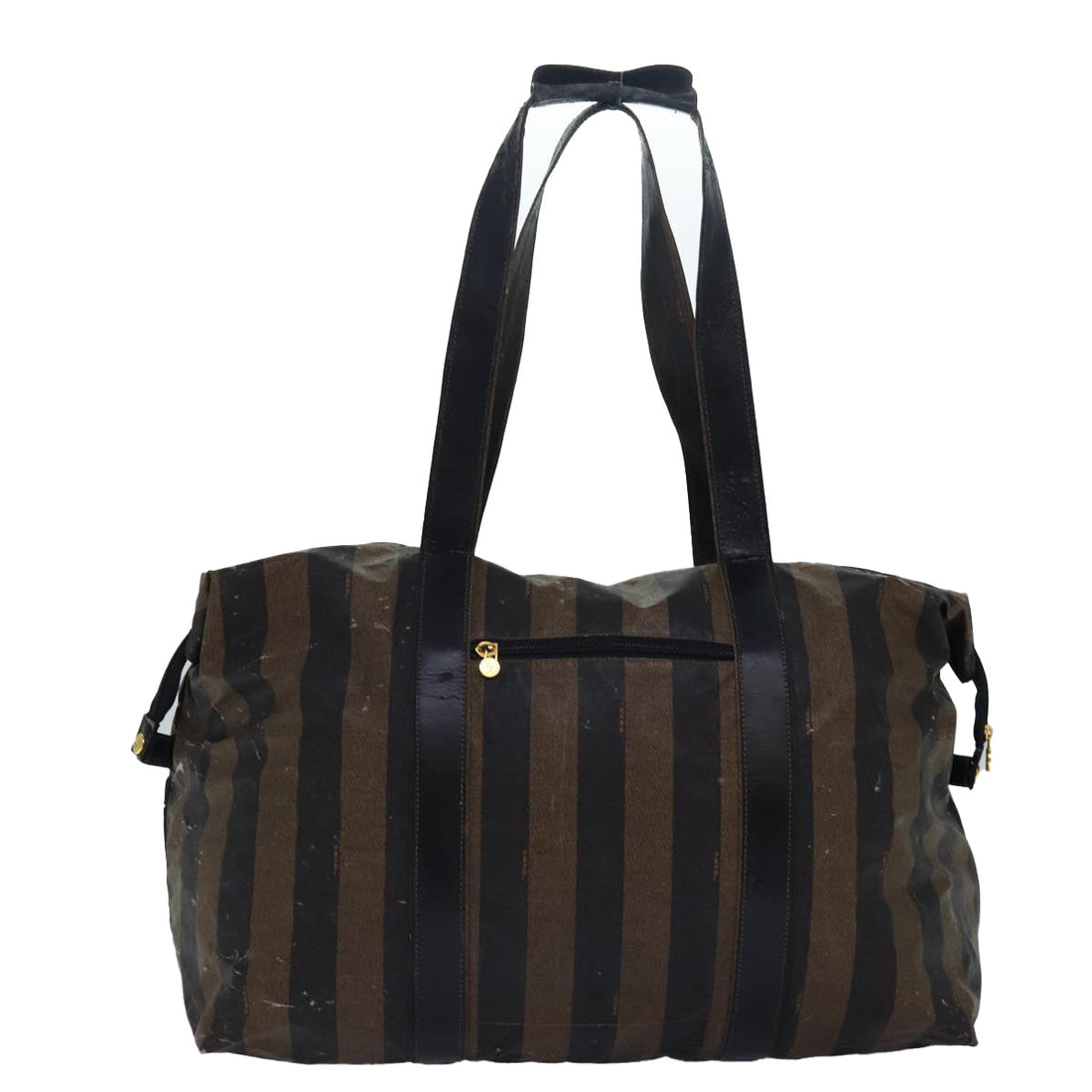 FENDI Pecan Boston Bag Brown Black Auth ep4396