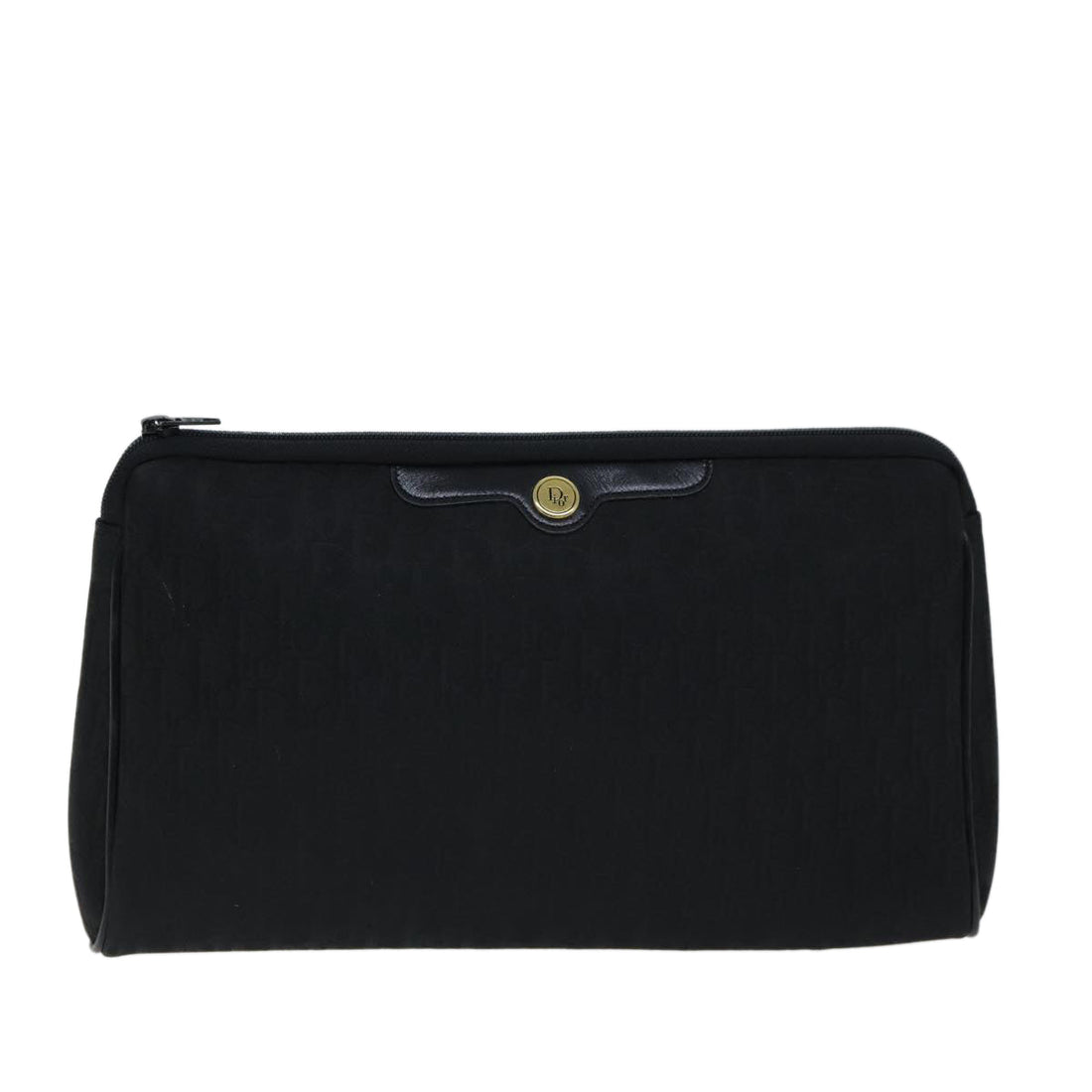 CHRISTIAN DIOR Trotter Canvas Clutch Bag Black Auth ep4442