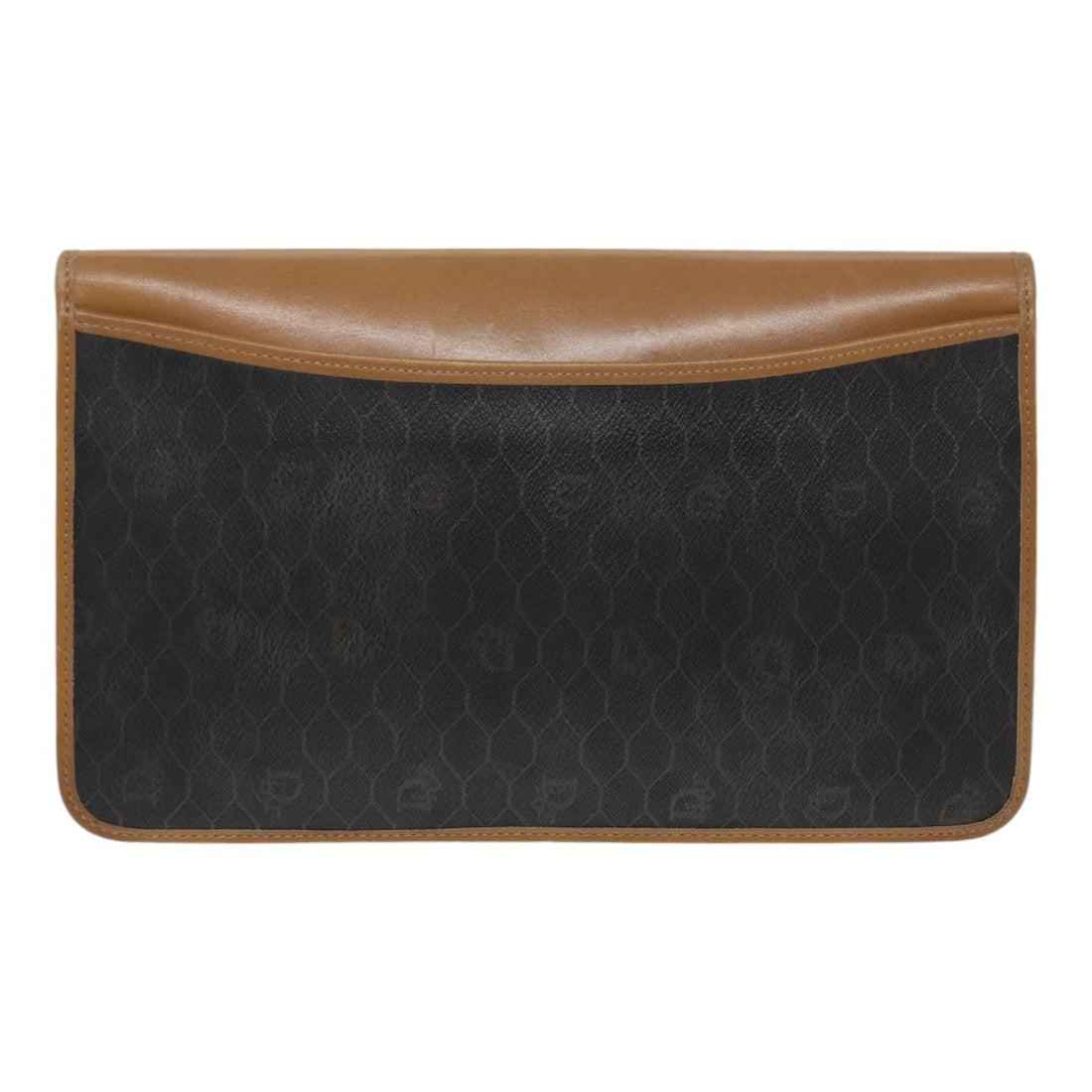 CHRISTIAN DIOR Chain Shoulder Bag PVC Leather Black Brown gold Auth ep5515