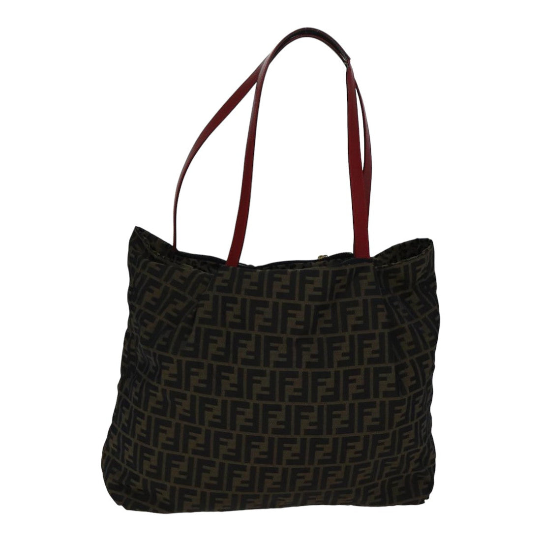 FENDI Zucca Canvas Tote Bag Brown Black gold Auth ep5516