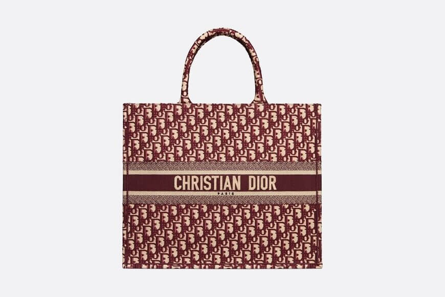 Dior Book Tote Burgundy Dior Oblique Embroidery