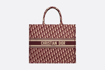 Dior Book Tote Burgundy Dior Oblique Embroidery