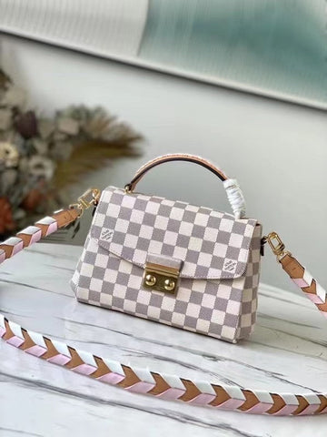 LV Croisette Damier Azur Canvas Pink For Womtlm, WoHandbag, Shoulder And Crossbody Bags 9.8in/25cm LV N50053