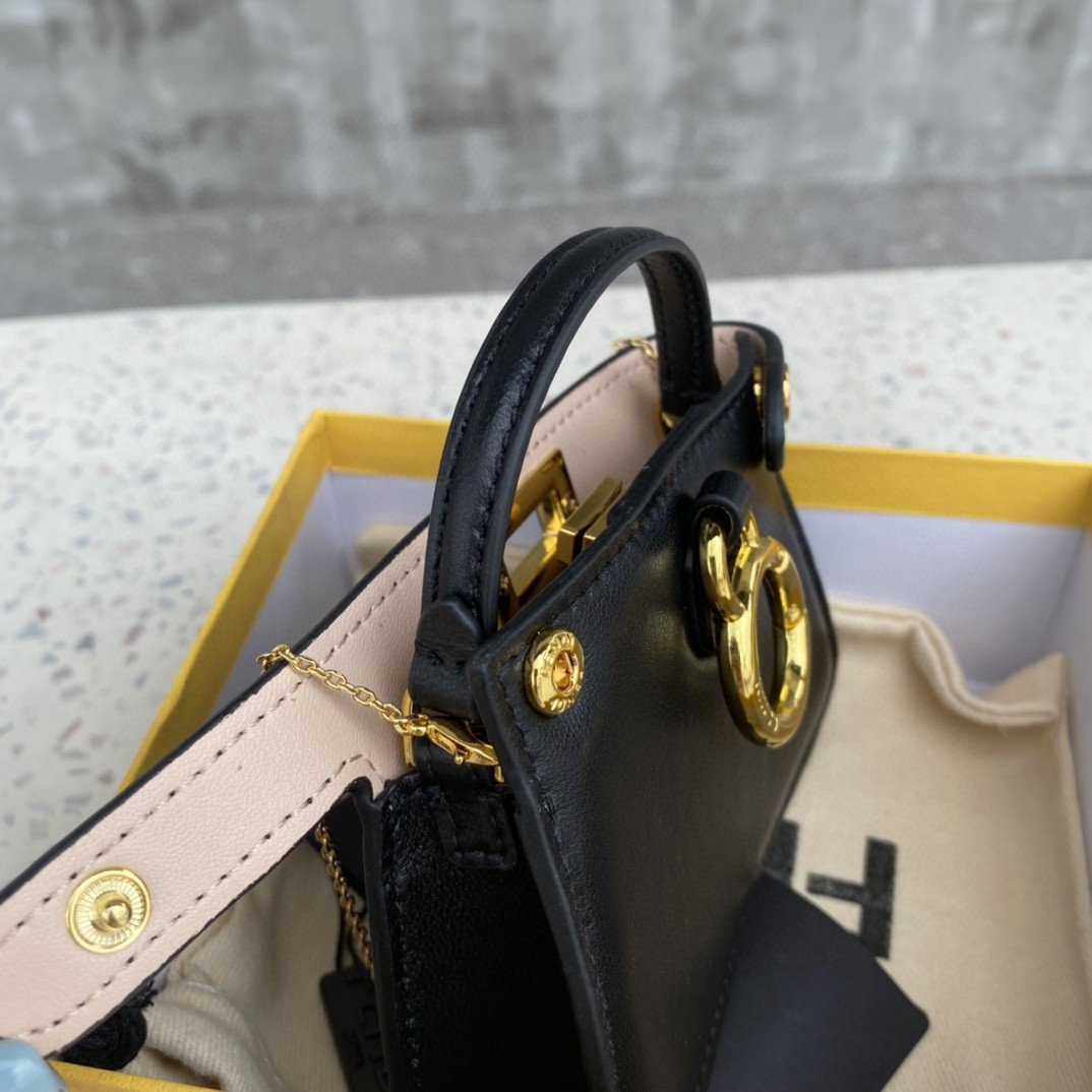 FI Nano Peekaboo Charm Crossbody Black Bag For Woman 12cm/4.5in