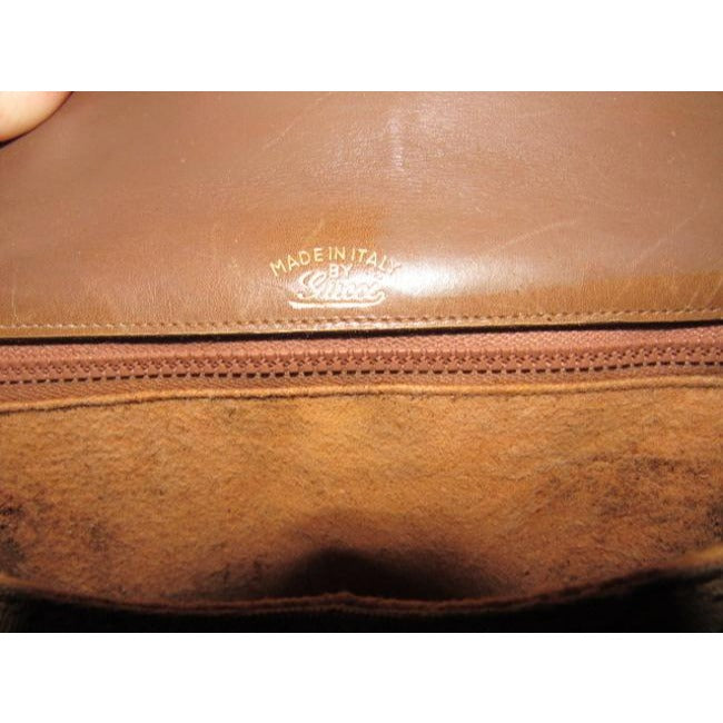 Gucci Vintage Purses Brown Canvas With Small G Logo Print And Brown Leather Cross Body