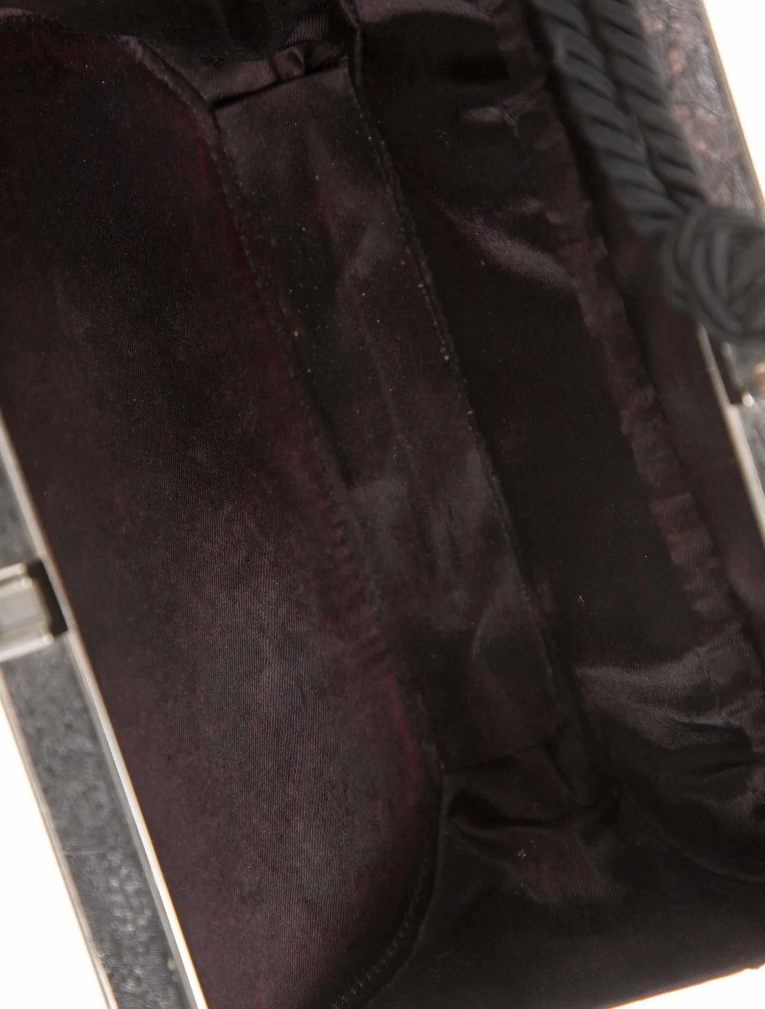 Fendi black floral lace print & chrome metal mini two-way evening bag