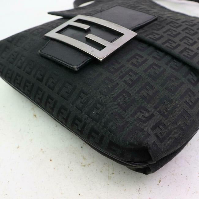 Fendi Shoulder Bag Crossbody Mamma Forever Black Zucchino Print Canvas And Leather Satchel