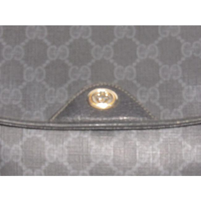 Gucci Guccissima Envelope Grey On Black G Logo Print Leather