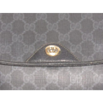 Gucci Guccissima Envelope Grey On Black G Logo Print Leather