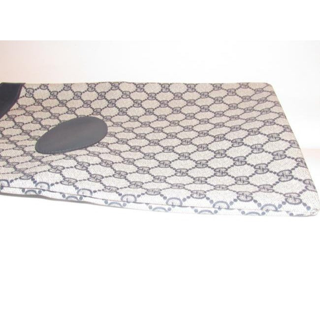 Gucci Guccissima Print Top Handle Shopper Navy Leather And Coated Canvas Tote