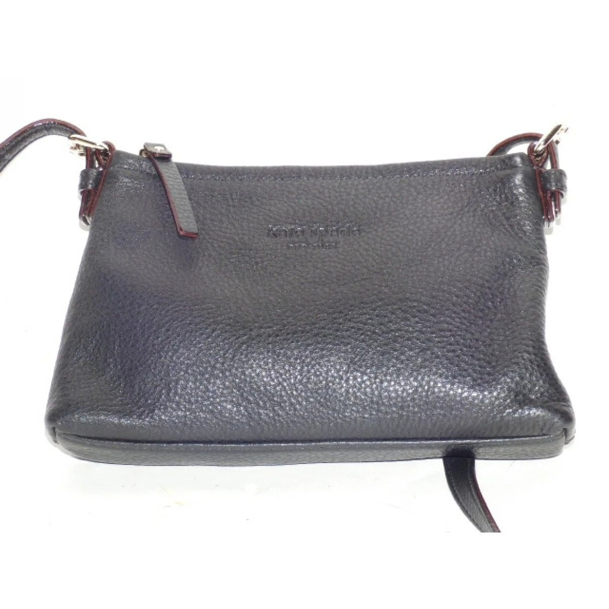 Kate Spade, classic, buttery soft black leather, rectangular, shoulder or cross body purse with top zip pocket and gold accents