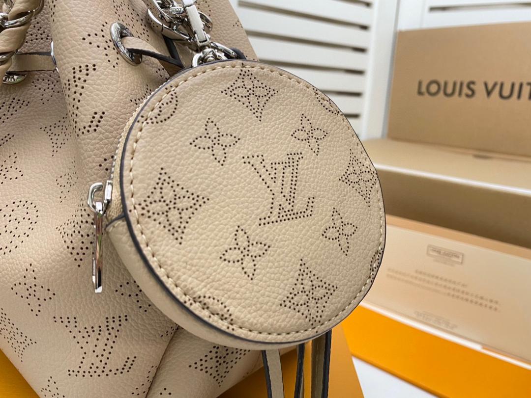 LV Bella Bucket Bag Mahina Galet Grey For Womtlm, Womtlm’s Handbags, Shoulder And Crossbody Bags 7.5in/22cm LV M57201