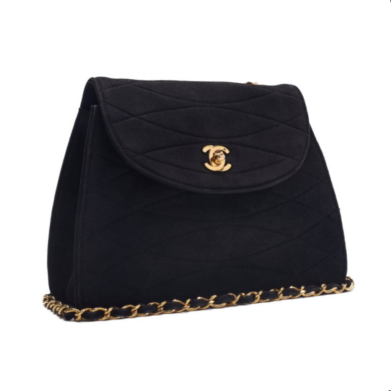 Chanel Round Flap Turnlock Chain Shoulder Swede Black  Shoulder Bag  Shoulder Bag Ladies Shoulder Bag Hybrid ? Ship??SS? Wicked Mountain Bookstore Online