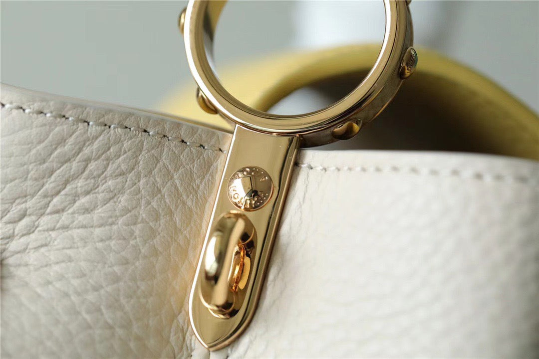 LV Capucines BB Taurillon Creme Beige/ Plume Yellow Berlingot For Womtlm, Womtlm’s Bags, Shoulder And Crossbody Bags 10.6in/27cm LV