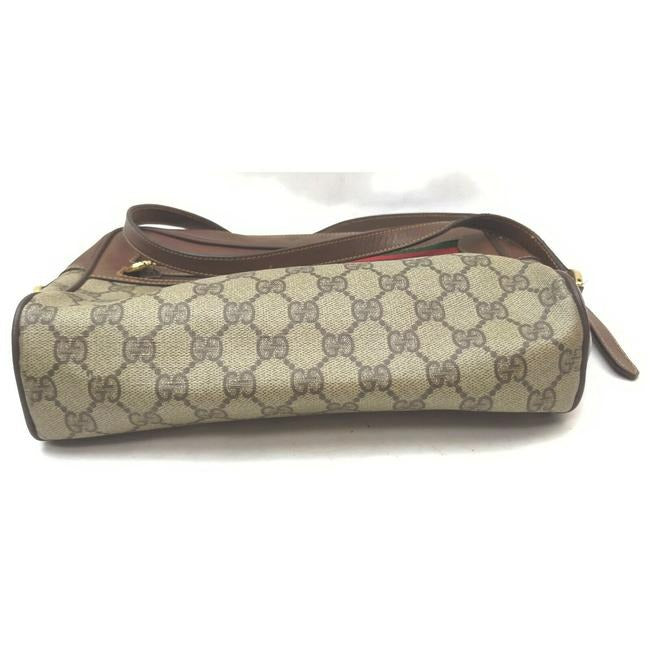 Gucci Ophidia Shoulder W Guccissima Canvasleather Redgreen Brown Printredgreen Stripe Coated Canvas