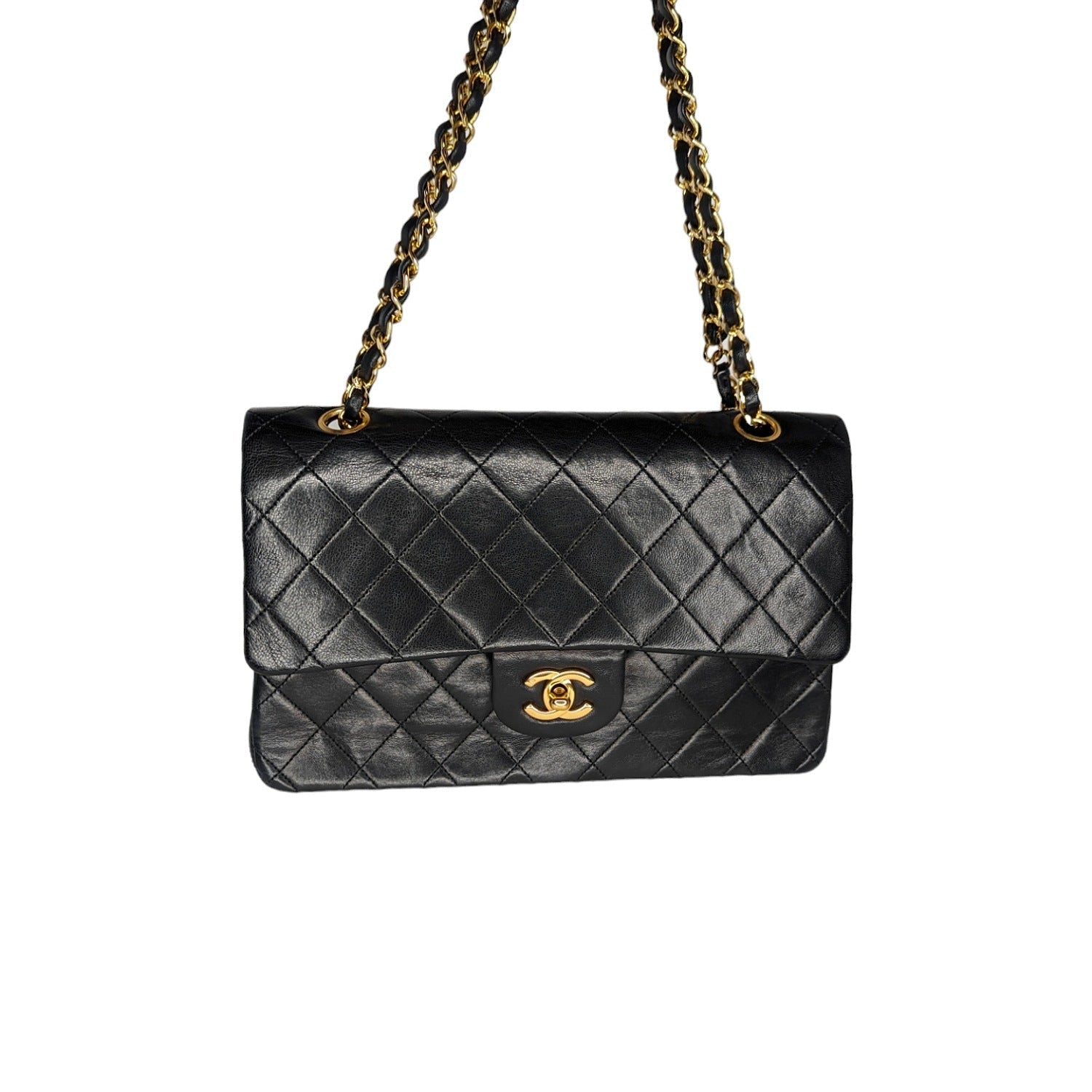Chanel 90s Classic Black Lambskin Quilted Small Double Flap