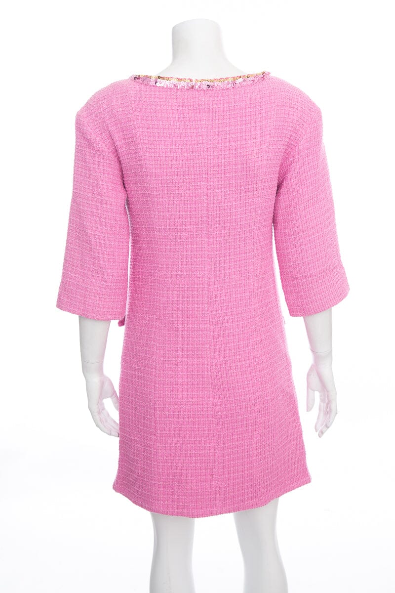 Chanel 2022 Tweed Pink Mini Dress SZ 36