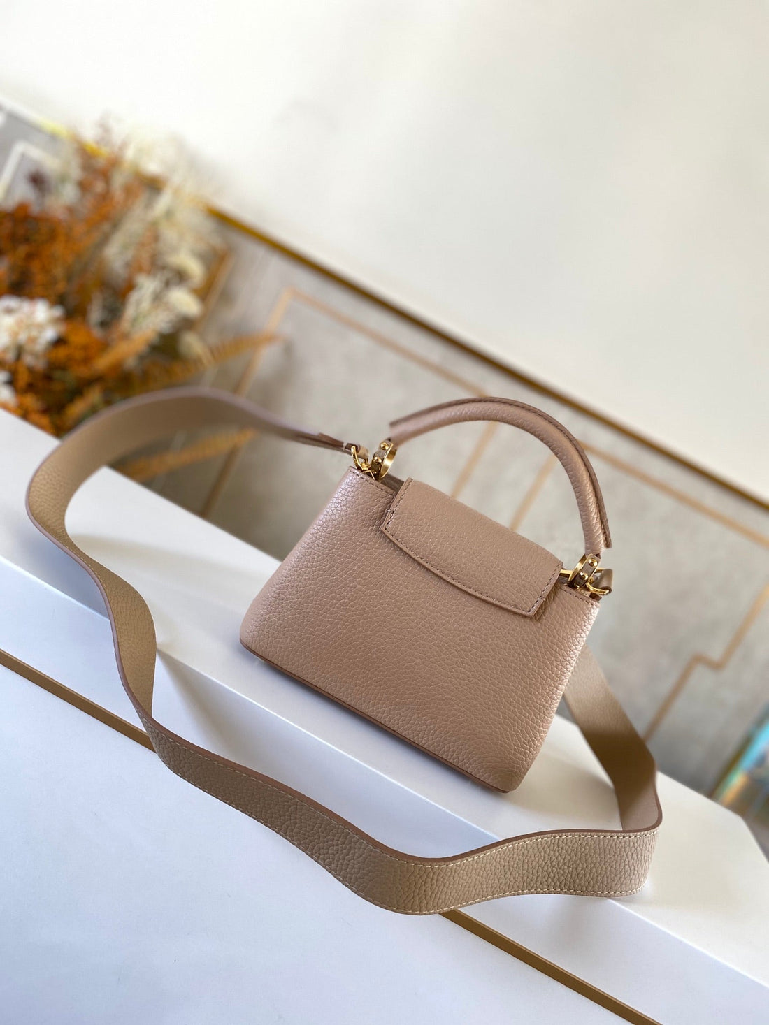 LV Capucines Mini Taurillon Steeple Grey For Womtlm, WoHandbag, Shoulder And Crossbody Bags 8.3in/21cm LV