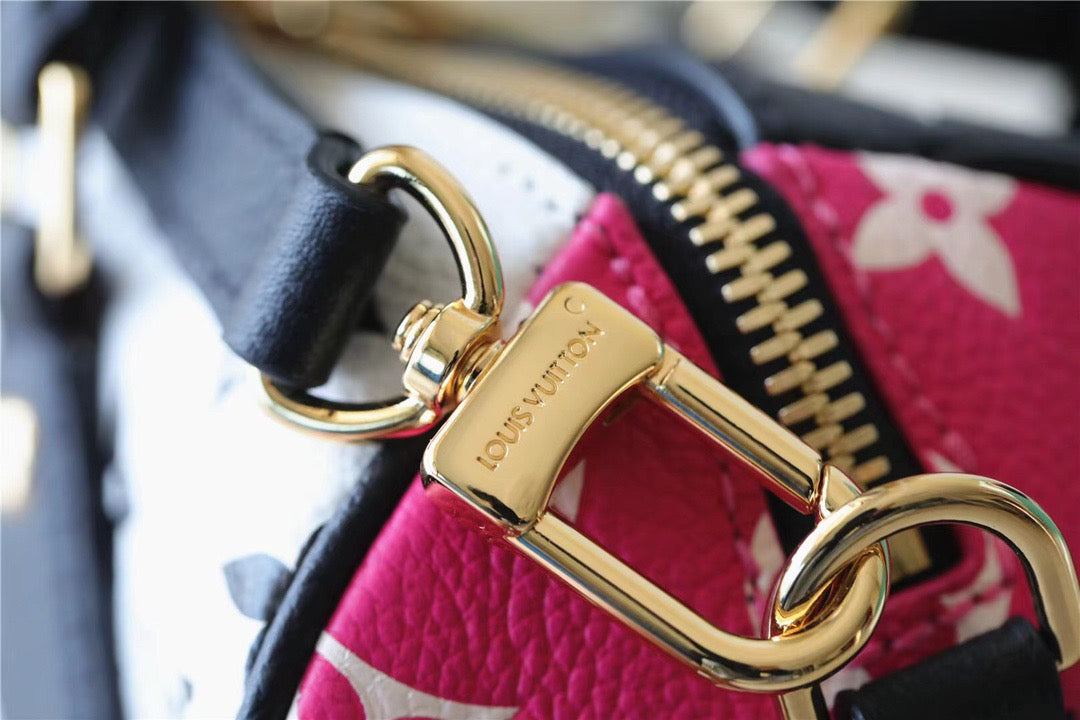 LV Speedy Bandouliere 20 Monogram Empreinte Black / White / Pink For Womtlm,  Shoulder And Crossbody Bags 20.5cm/8.1in LV M46088