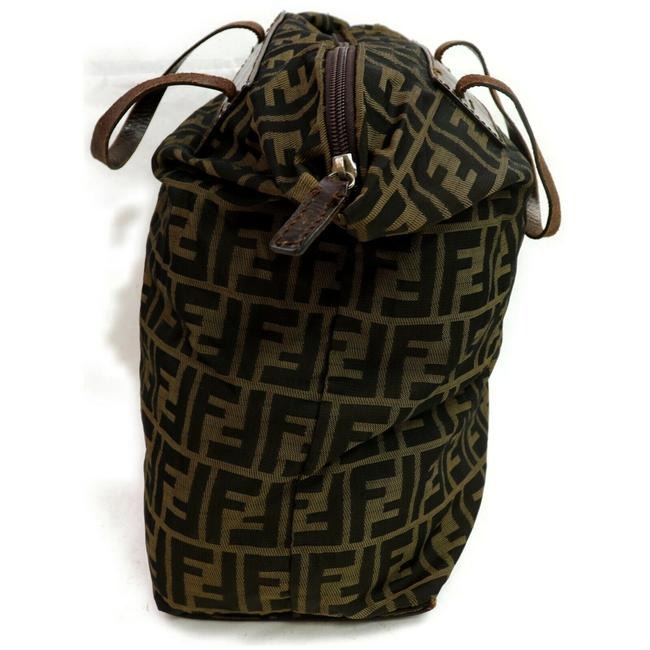 Fendi Tobacco Canvasleather Satcheltote Brown Zucca Print Canvas Satchel