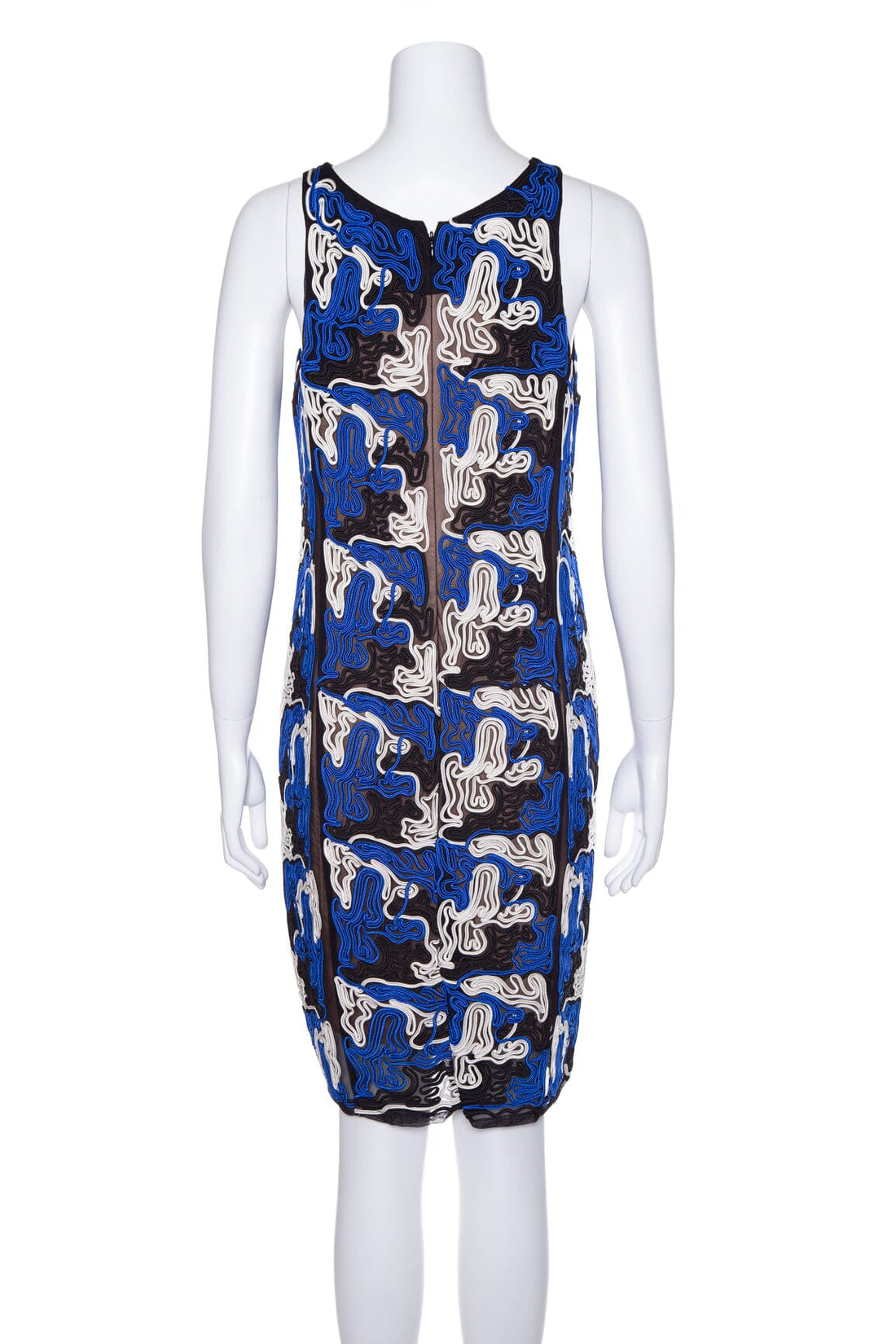 Julien David Blue and Black Ribbon Design Sleeveless Dress SZ M NWT