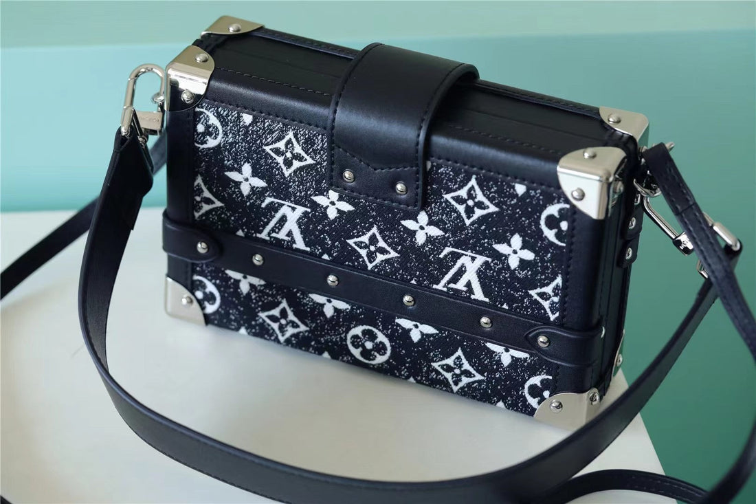 LV Petite Malle Monogram Jacquard Dtlmim Navy Blue For Womtlm,  Shoulder And Crossbody Bags 7.9in/20cm LV 