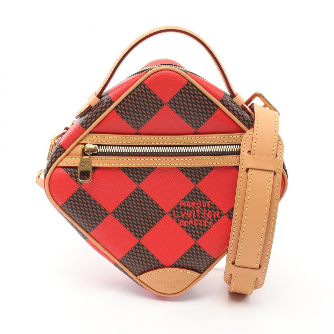 Louis Vuitton    Color Rouge Coated Canvas Leather Handbag