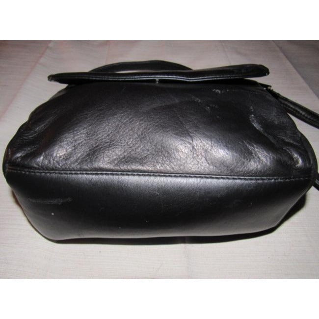 Decca black leather & gunmetal hardware shoulder bag