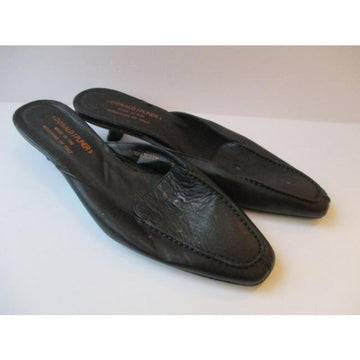 Donald J Pliner Black Green Kitten Heel Mulesslides Size Us